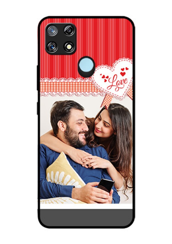 Narzo 30A Custom Glass Mobile Case  - Red Love Pattern Design