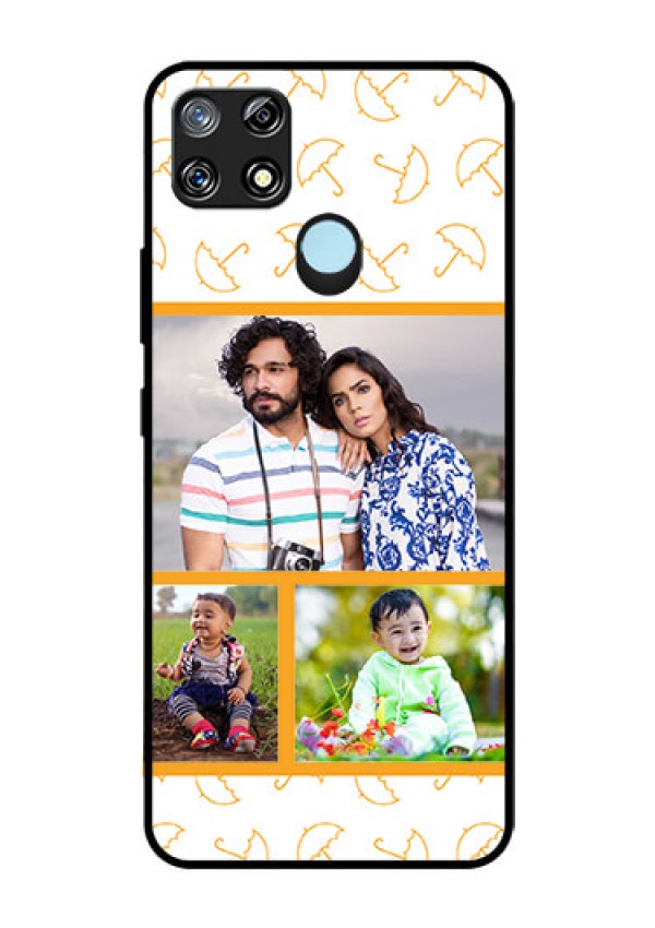 Narzo 30A Custom Glass Mobile Case  - Yellow Pattern Design