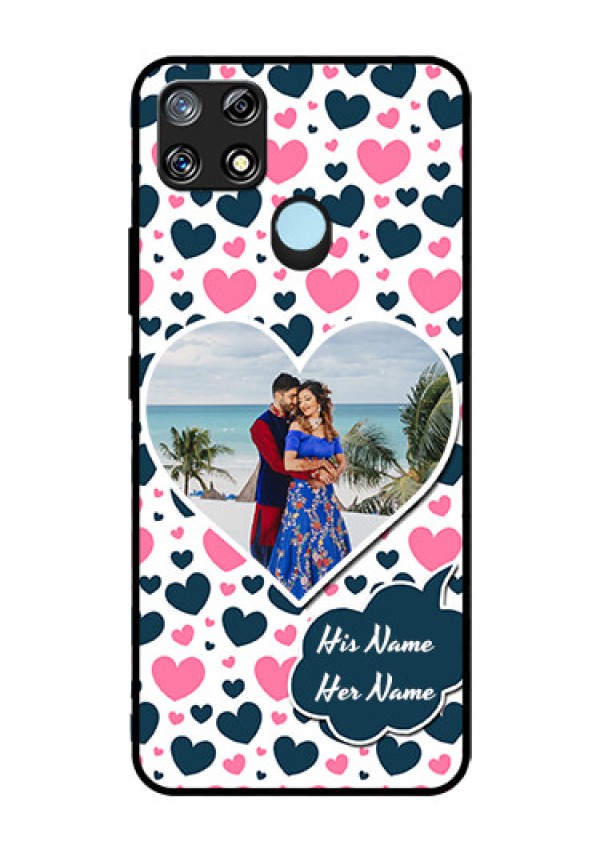 Narzo 30A Custom Glass Phone Case  - Pink & Blue Heart Design