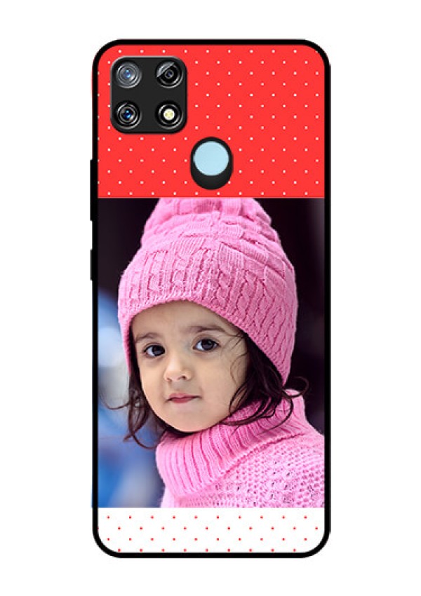Narzo 30A Photo Printing on Glass Case  - Red Pattern Design