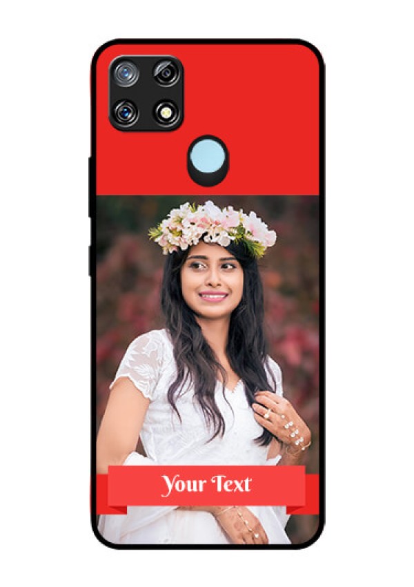 Narzo 30A Custom Glass Phone Case  - Simple Red Color Design
