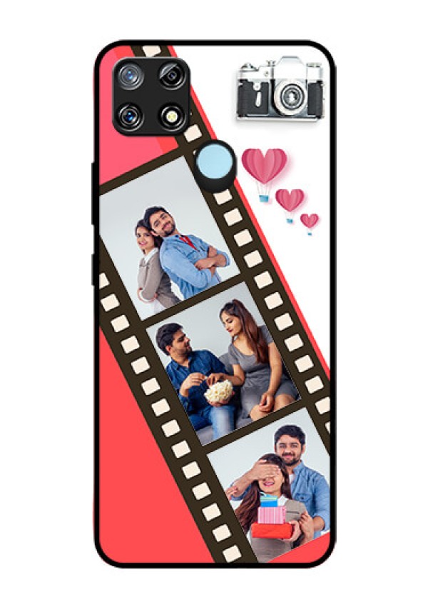 Narzo 30A Personalized Glass Phone Case  - 3 Image Holder with Film Reel