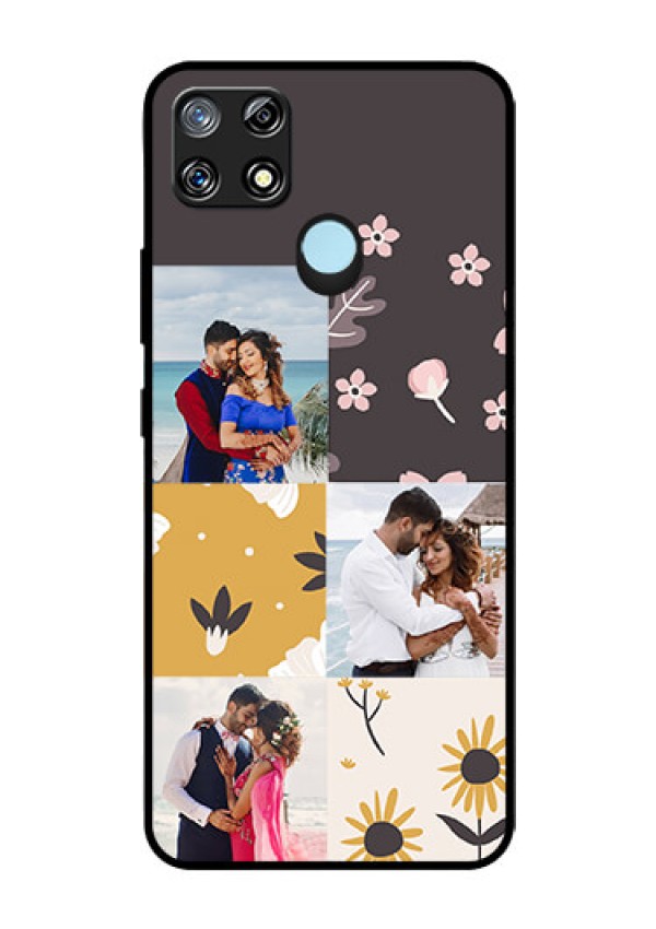 Narzo 30A Photo Printing on Glass Case  - 3 Images with Floral Design