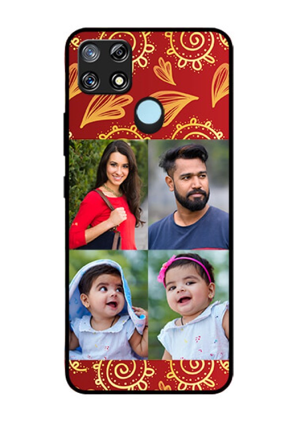 Narzo 30A Photo Printing on Glass Case  - 4 Image Traditional Design