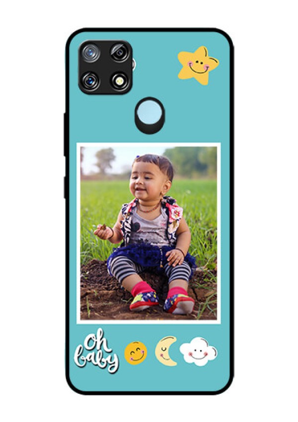 Narzo 30A Personalized Glass Phone Case  - Smiley Kids Stars Design