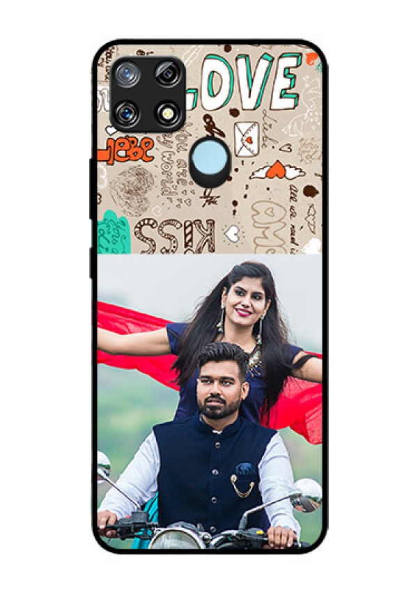 Narzo 30A Custom Glass Phone Case  - Love Doodle Pattern 