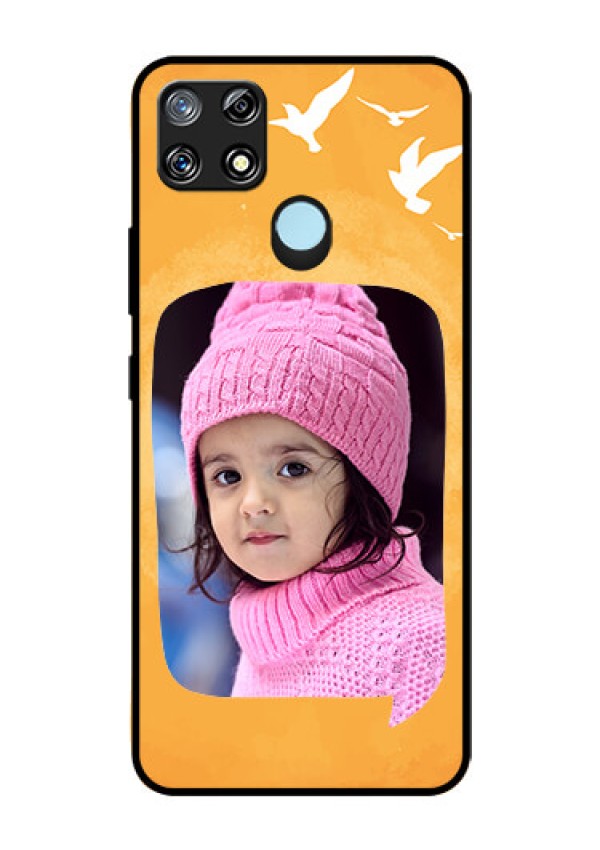 Narzo 30A Personalized Glass Phone Case  - Water Color Design with Bird Icons
