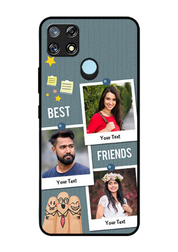 Narzo 30A Personalized Glass Phone Case  - Sticky Frames and Friendship Design