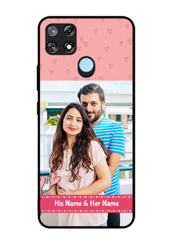 Narzo 30A Personalized Glass Phone Case  - Love Design Peach Color