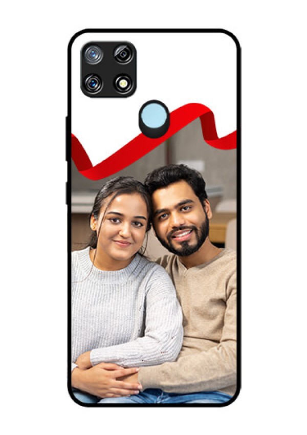 Narzo 30A Photo Printing on Glass Case  - Red Ribbon Frame Design