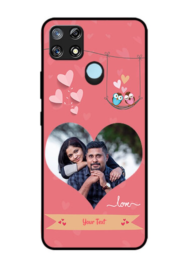 Narzo 30A Personalized Glass Phone Case  - Peach Color Love Design 