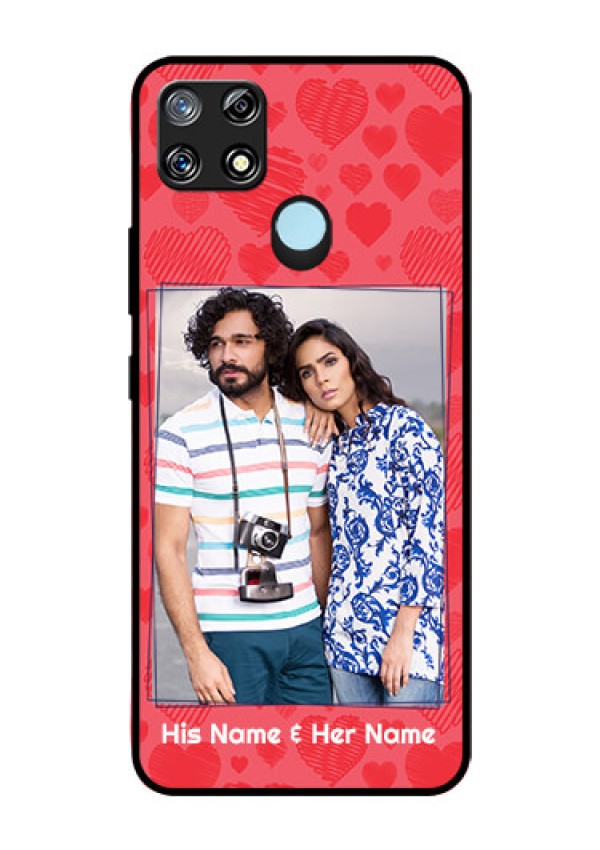 Narzo 30A Photo Printing on Glass Case  - with Red Heart Symbols Design