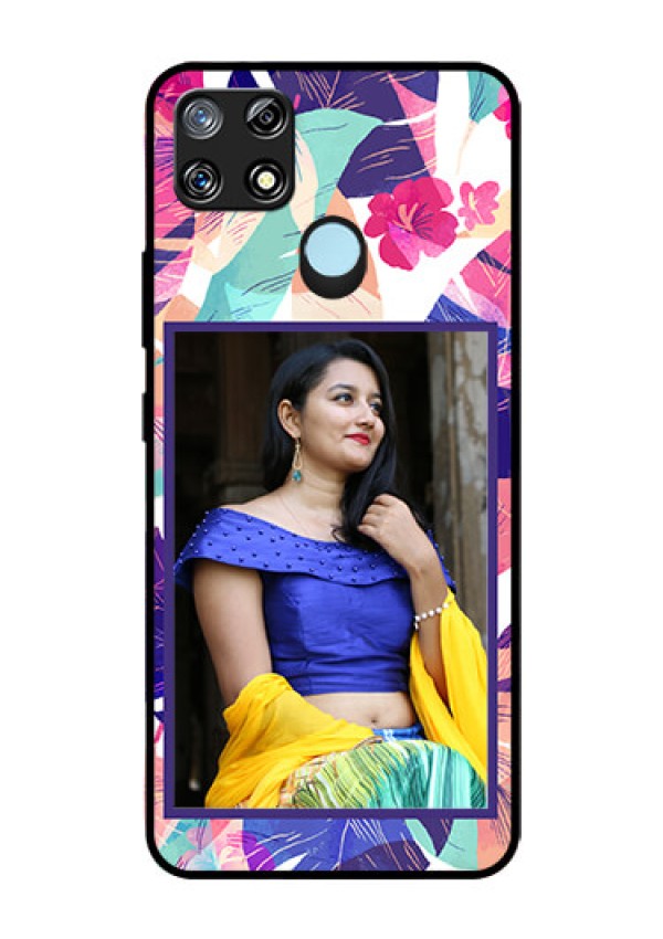 Narzo 30A Custom Glass Mobile Case  - Abstract Floral Design