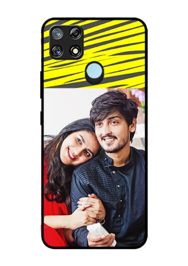 Narzo 30A Photo Printing on Glass Case  - Yellow Abstract Design