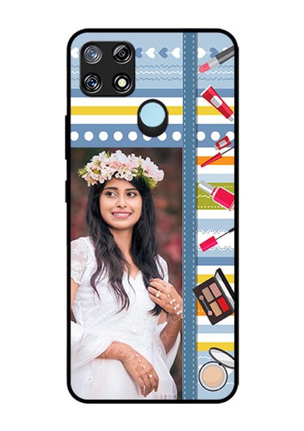 Narzo 30A Personalized Glass Phone Case  - Makeup Icons Design