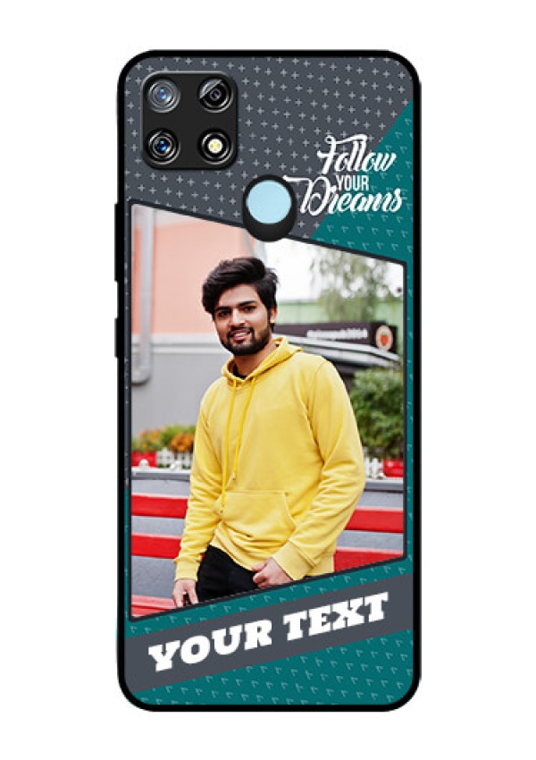 Narzo 30A Personalized Glass Phone Case  - Background Pattern Design with Quote