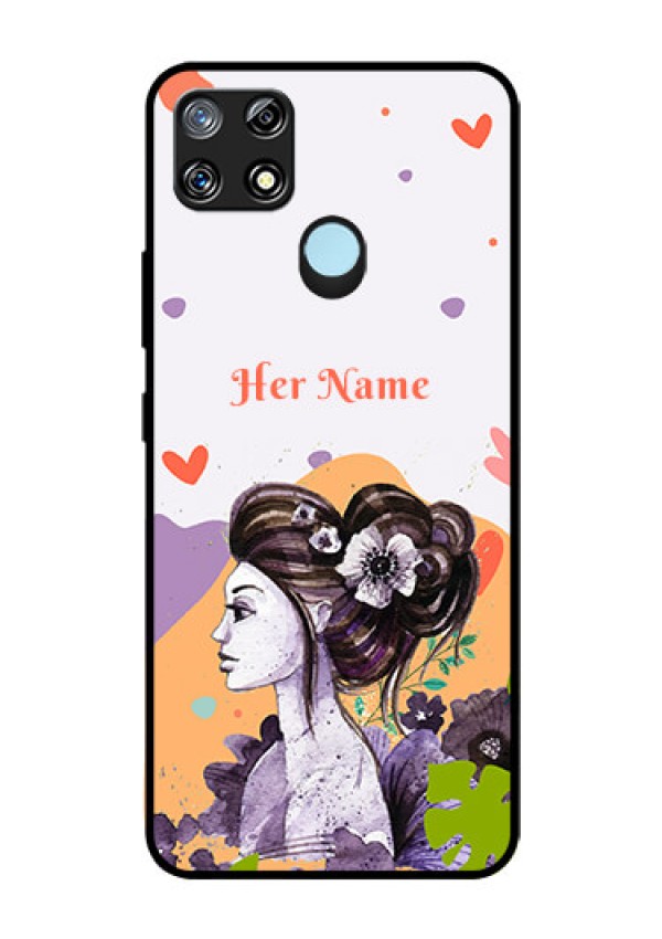 Narzo 30A Personalized Glass Phone Case - Woman And Nature Design