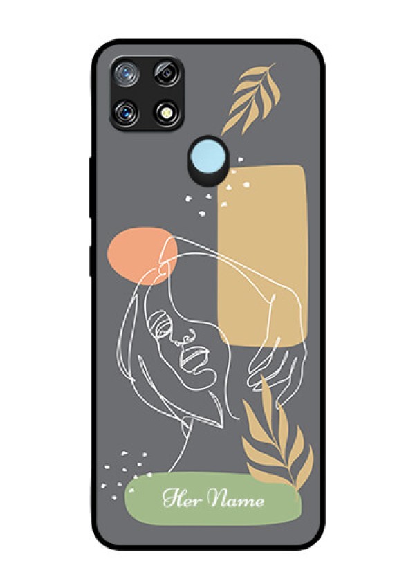 Narzo 30A Custom Glass Phone Case - Gazing Woman line art Design
