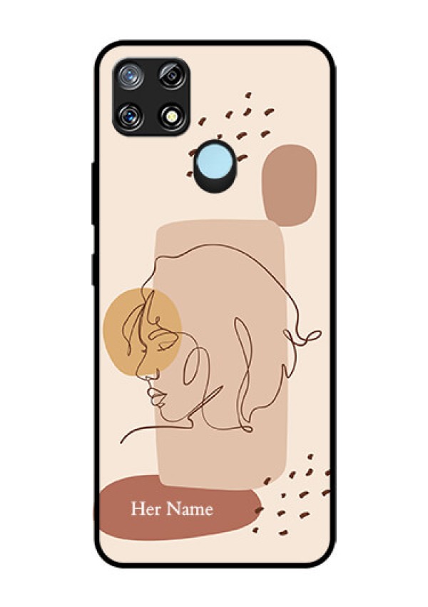 Narzo 30A Photo Printing on Glass Case - Calm Woman line art Design