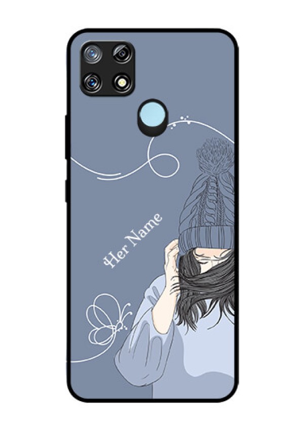 Narzo 30A Custom Glass Mobile Case - Girl in winter outfit Design