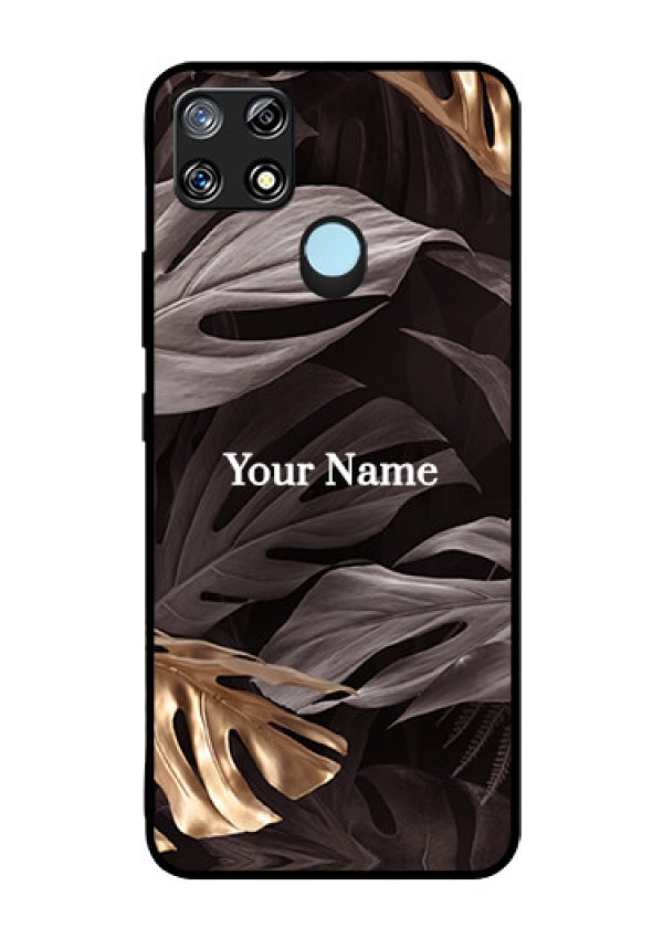 Narzo 30A Personalised Glass Phone Case - Wild Leaves digital paint Design