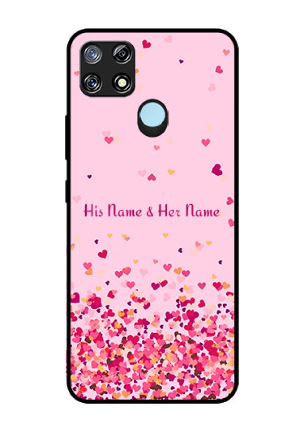 Narzo 30A Photo Printing on Glass Case - Floating Hearts Design