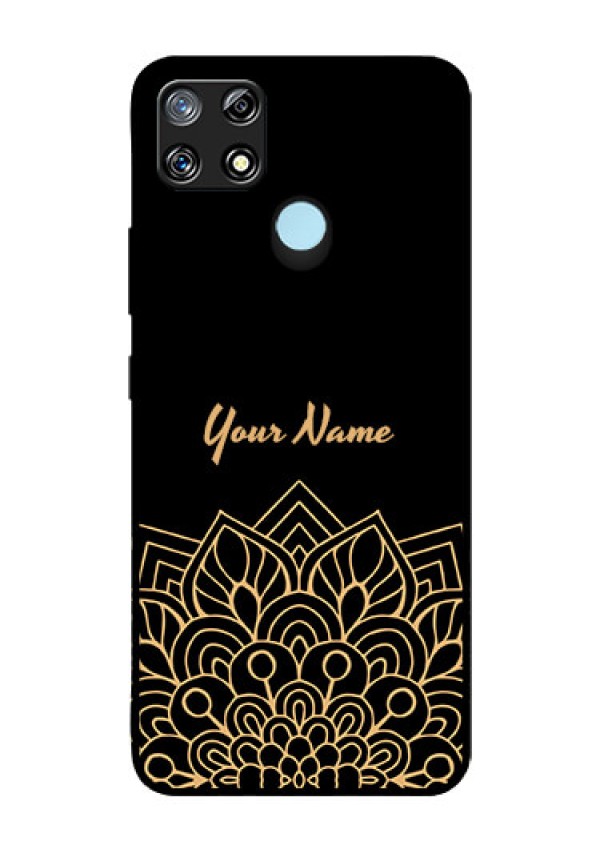 Narzo 30A Custom Glass Phone Case - Golden mandala Design