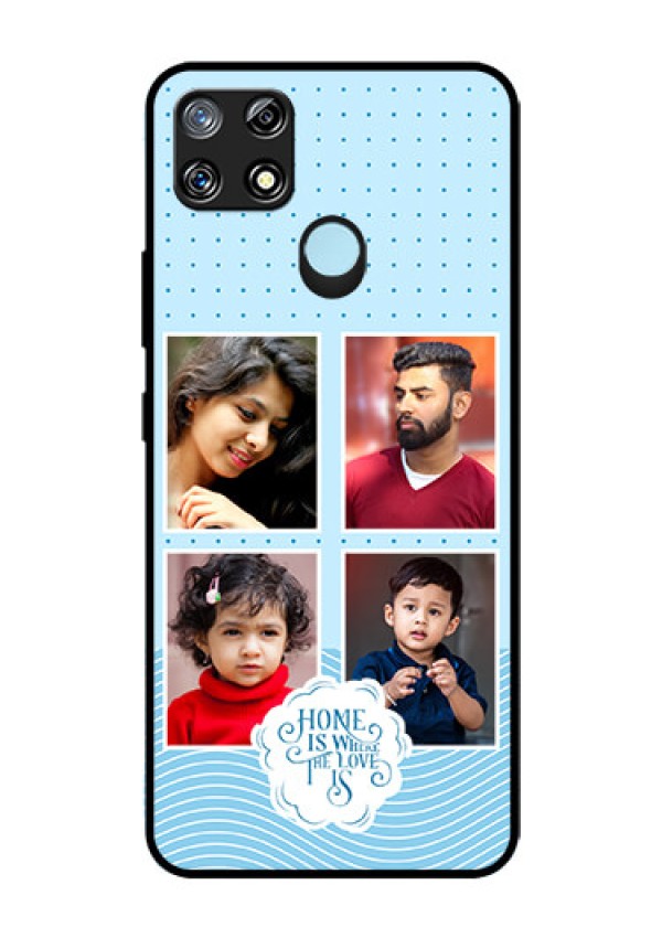 Narzo 30A Custom Glass Phone Case - Cute love quote with 4 pic upload Design