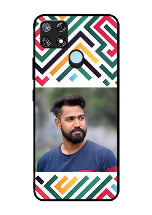 Narzo 30A Personalized Glass Phone Case - Colorful Maze Pattern Design
