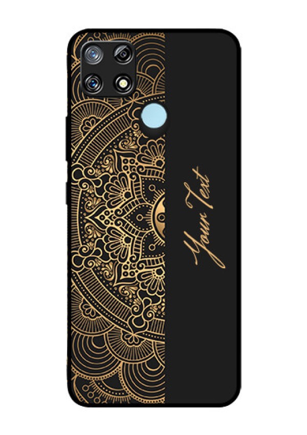 Narzo 30A Photo Printing on Glass Case - Mandala art with custom text Design