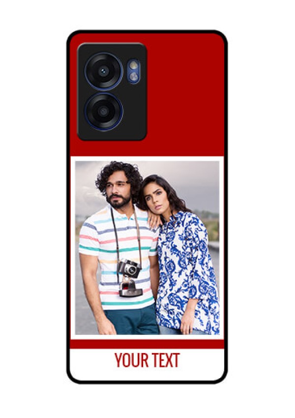 Realme Narzo 50 5G Personalized Glass Phone Case - Simple Red Color Design