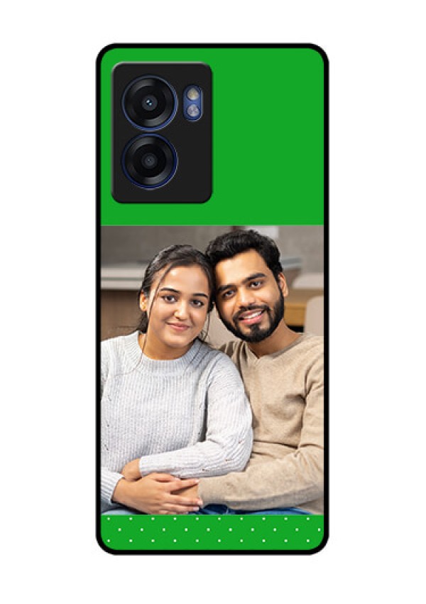 Realme Narzo 50 5G Personalized Glass Phone Case - Green Pattern Design