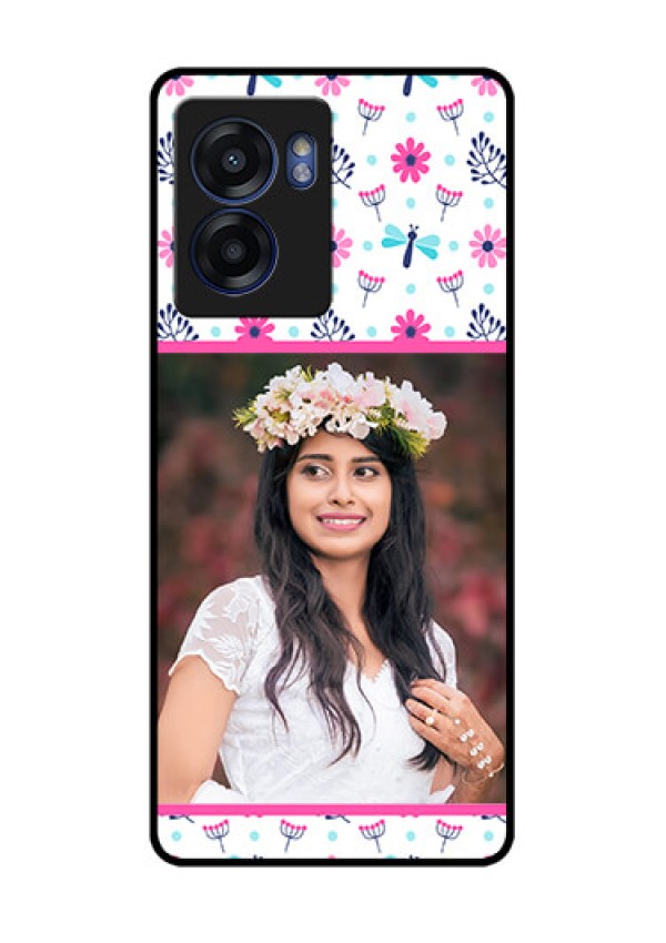 Realme Narzo 50 5G Photo Printing on Glass Case - Colorful Flower Design