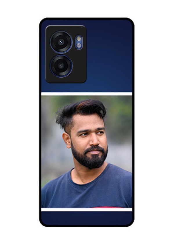 Realme Narzo 50 5G Personalized Glass Phone Case - Simple Royal Blue Design
