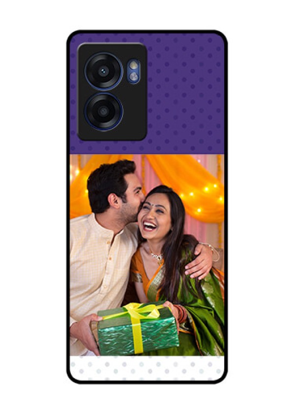 Realme Narzo 50 5G Personalized Glass Phone Case - Violet Pattern Design