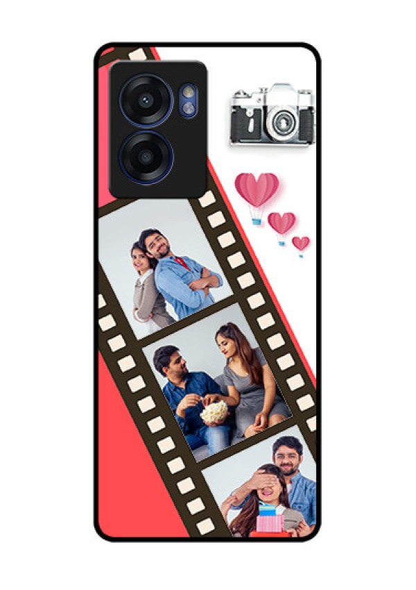 Realme Narzo 50 5G Personalized Glass Phone Case - 3 Image Holder with Film Reel