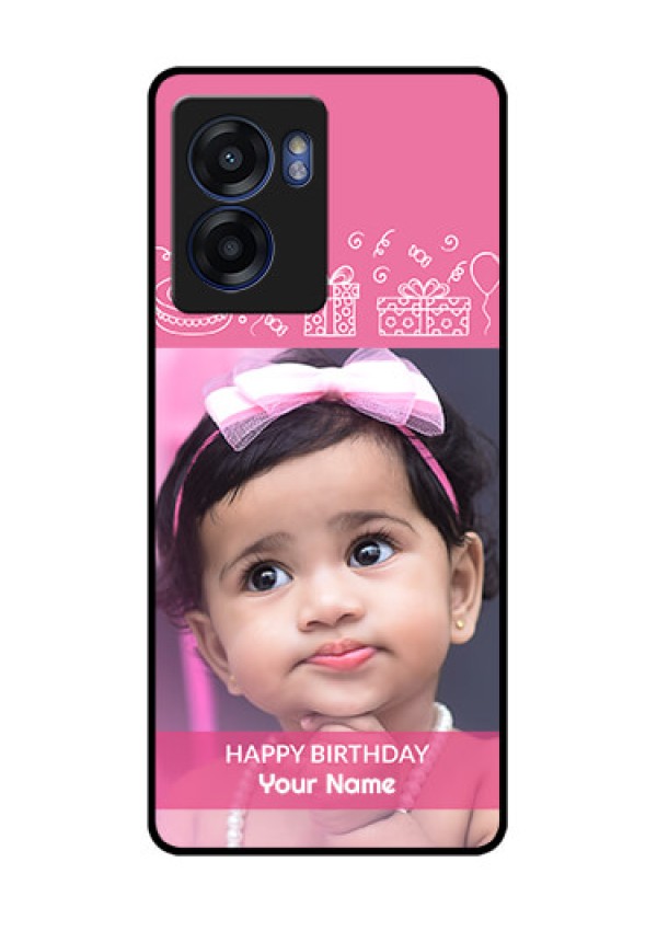 Realme Narzo 50 5G Photo Printing on Glass Case - with Birthday Line Art Design