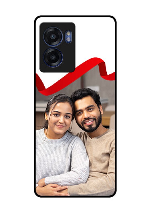 Realme Narzo 50 5G Photo Printing on Glass Case - Red Ribbon Frame Design