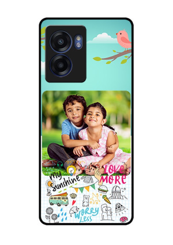 Realme Narzo 50 5G Photo Printing on Glass Case - Doodle love Design
