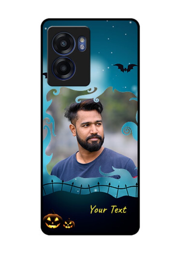 Realme Narzo 50 5G Custom Glass Phone Case - Halloween frame design