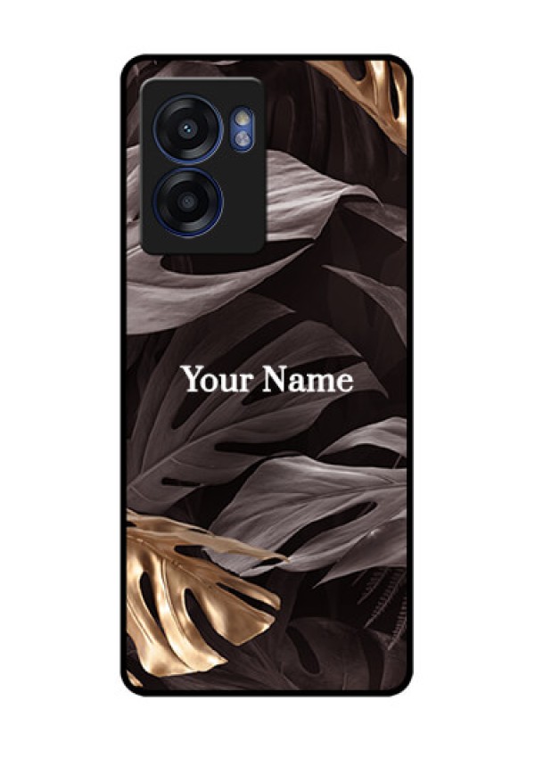 Narzo 50 5G Personalised Glass Phone Case - Wild Leaves digital paint Design