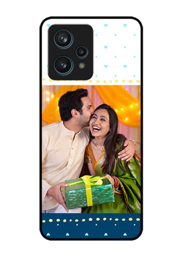 Narzo 50 Pro 5G Personalized Glass Phone Case - White and Blue Abstract Design