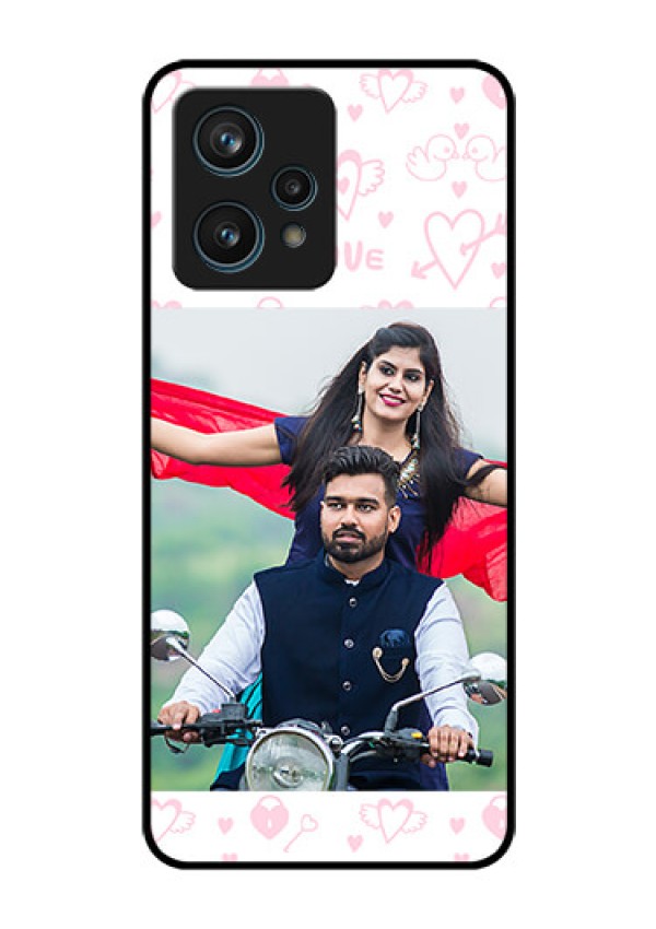 Narzo 50 Pro 5G Custom Glass Mobile Case - Pink Flying Heart Design