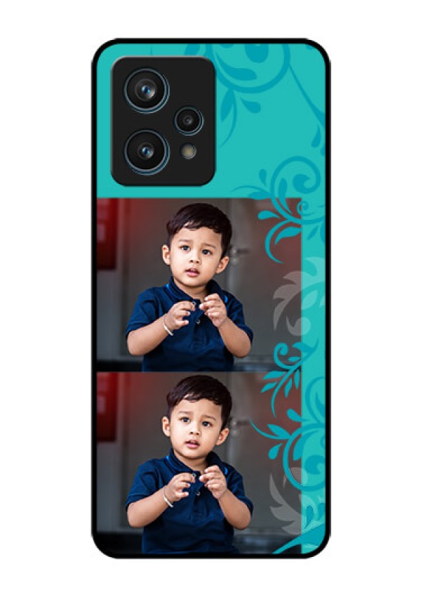 Narzo 50 Pro 5G Personalized Glass Phone Case - with Photo and Green Floral Design