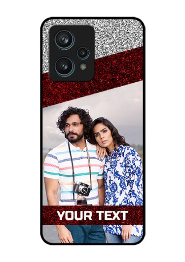 Narzo 50 Pro 5G Personalized Glass Phone Case - Image Holder with Glitter Strip Design