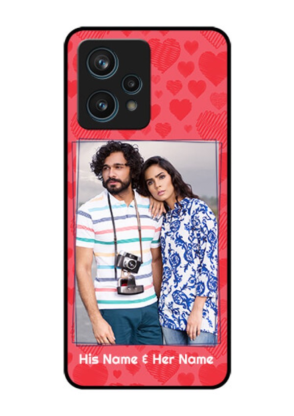 Narzo 50 Pro 5G Photo Printing on Glass Case - with Red Heart Symbols Design
