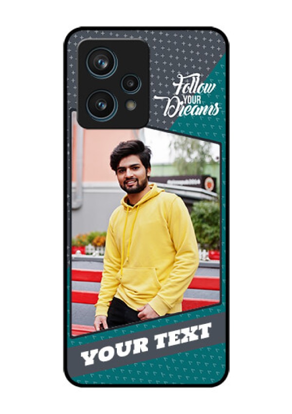 Narzo 50 Pro 5G Personalized Glass Phone Case - Background Pattern Design with Quote