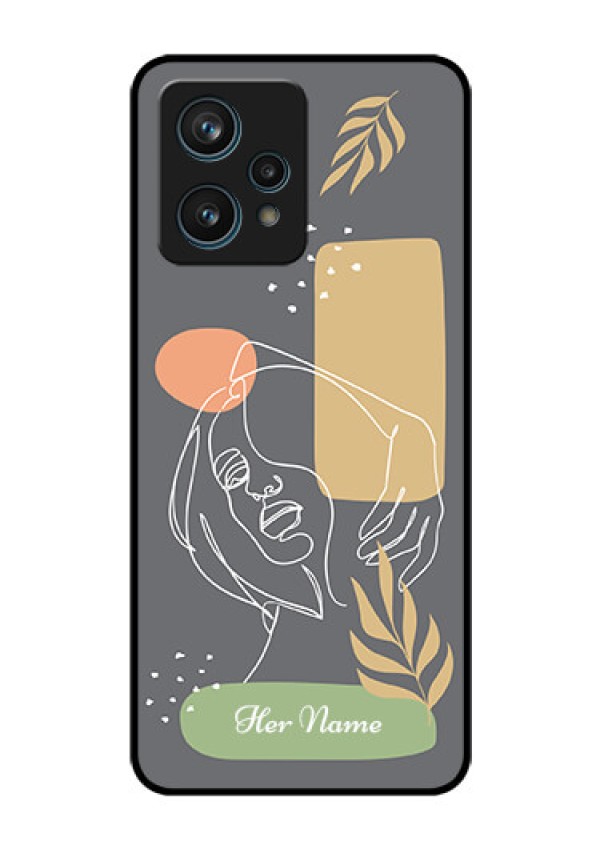 Narzo 50 Pro 5G Custom Glass Phone Case - Gazing Woman line art Design