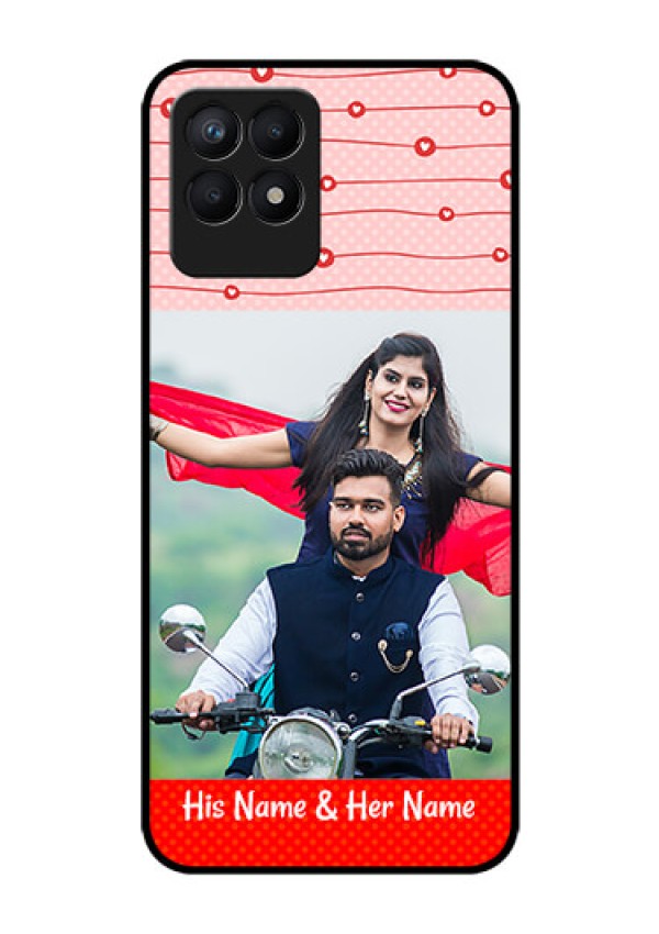 Realme Narzo 50 Personalized Glass Phone Case - Red Pattern Case Design