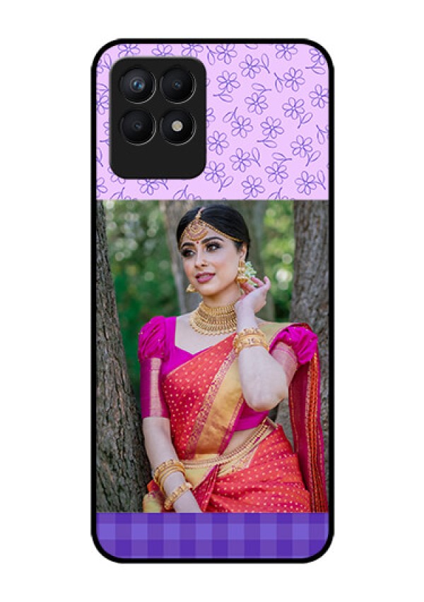 Realme Narzo 50 Custom Glass Phone Case - Purple Floral Design
